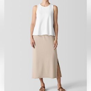 Eileen Fisher Woman Elastic Waist A-Line French Terry Khaki Skirt Size XL NWT
